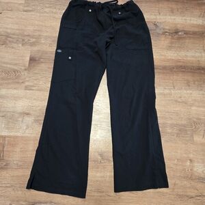 Dickies Womens Black Straight Leg Scrub Pants Drawstring